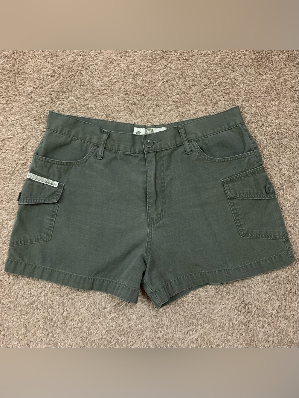 Vintage LEI Shorts Juniors 9 Olive Green Twill Cargo Utility Pockets Grunge Y2K